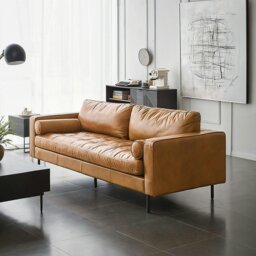 Rackhams Fuller Brown Two Seater, Three Seater Sofa, Real Leather - Two Seater 180cm - thumbnail 3