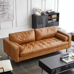 Rackhams Fuller Brown Two Seater, Three Seater Sofa, Real Leather - Two Seater 180cm - thumbnail 5
