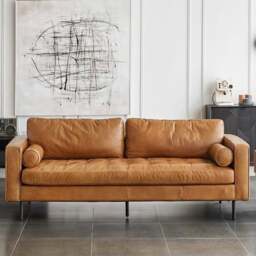 Rackhams Fuller Brown Two Seater, Three Seater Sofa, Real Leather - Two Seater 180cm - thumbnail 2