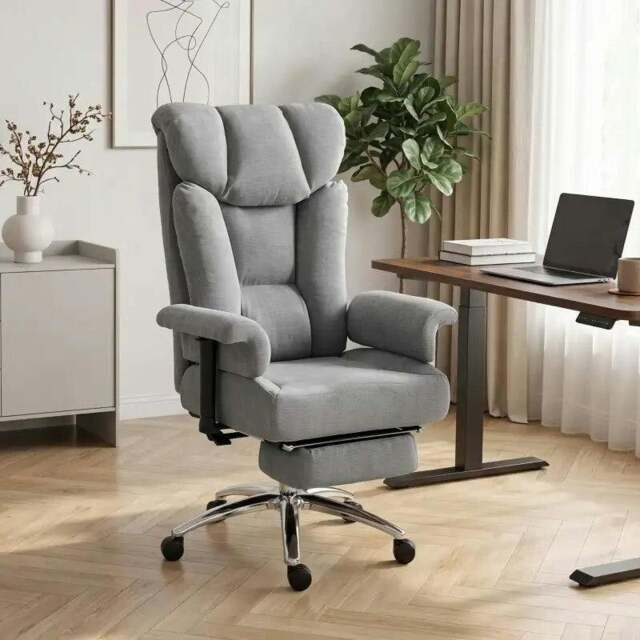 Rackhams Big and Tall Office Chair, 250 kg Heavy Duty Executive Desk Chair with Adjustable Padded Armrests and High Back, Grey - image 1