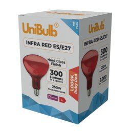 Rackhams Infra-Red Ruby Red Heater Lamp Bulb E27 300lm 250W 2000K - Pack of 1 - thumbnail 2