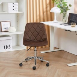 Rackhams Office Chair, PU Leather Suede, Adjustable Height, Wheels, 360° Swivel, Heavy Duty Base, 150kg Load - Brown - Brown - Armless - thumbnail 5