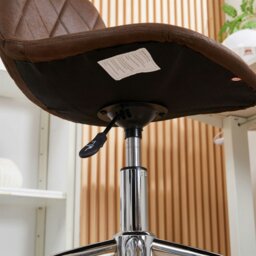 Rackhams Office Chair, PU Leather Suede, Adjustable Height, Wheels, 360° Swivel, Heavy Duty Base, 150kg Load - Brown - Brown - Armless - thumbnail 6