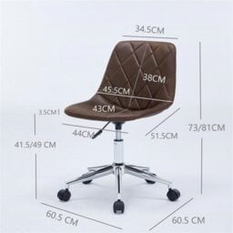 Rackhams Office Chair, PU Leather Suede, Adjustable Height, Wheels, 360° Swivel, Heavy Duty Base, 150kg Load - Brown - Brown - Armless - thumbnail 3