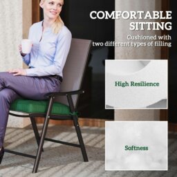 Rackhams 42 x 42cm Replacement Garden Seat Cushion Pad with Ties, Green - Polyester - Cream White - Outdoor Seat Cushion - thumbnail 4
