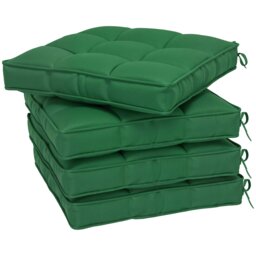 Rackhams 42 x 42cm Replacement Garden Seat Cushion Pad with Ties, Green - Polyester - Cream White - Outdoor Seat Cushion - thumbnail 2