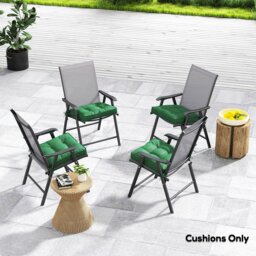 Rackhams 42 x 42cm Replacement Garden Seat Cushion Pad with Ties, Green - Polyester - Cream White - Outdoor Seat Cushion - thumbnail 3