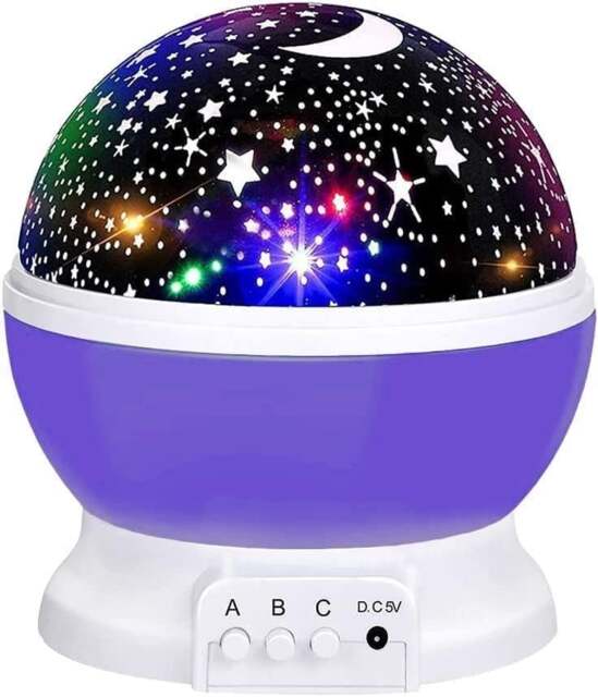 Rackhams Moon and Star Projector Night Light for Children Purple - Plastic - 1 - Purple - image 1