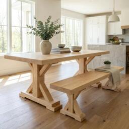 Rackhams Chunky Table - 120cm - Standard - 100cm - Beech - thumbnail 1