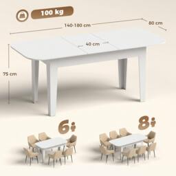 Rackhams 140-180 cm Extendable Oval Dining Table for 4-6 Round Edges White - thumbnail 3