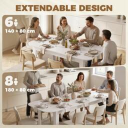 Rackhams 140-180 cm Extendable Oval Dining Table for 4-6 Round Edges White - thumbnail 4