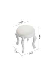 Rackhams Elegant Round Upholstered Dressing Makeup Stool for Vanity - Beige - thumbnail 2