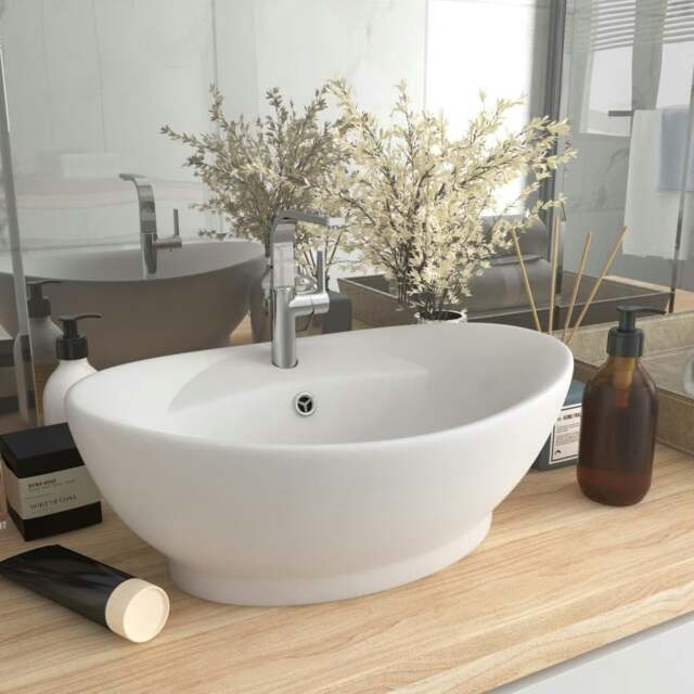 Rackhams Luxury Basin Overflow Oval Matt White 58.5x39 cm Ceramic