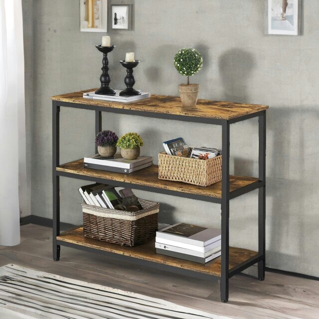 Rackhams 3 Tier Console Table For Hallway Rustic Brown - image 1