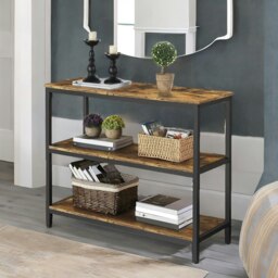 Rackhams 3 Tier Console Table For Hallway Rustic Brown - thumbnail 6