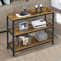 Rackhams 3 Tier Console Table For Hallway Rustic Brown - thumbnail 3