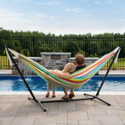 Rackhams Double Polyester Hammock with Stand (250 cm) - Ciao - thumbnail 3