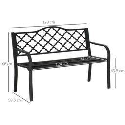 Rackhams 2-Seater Garden Bench Cast Iron Patio Antique Loveseat w/ Armrest - Black - Steel, Cast Iron - 128cm x 58.5cm x 89cm - thumbnail 5