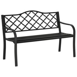 Rackhams 2-Seater Garden Bench Cast Iron Patio Antique Loveseat w/ Armrest - Black - Steel, Cast Iron - 128cm x 58.5cm x 89cm - thumbnail 2
