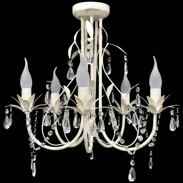 Rackhams Crystal Pendant Ceiling Lamp Chandelier Elegant 5 Bulb Sockets - image 1