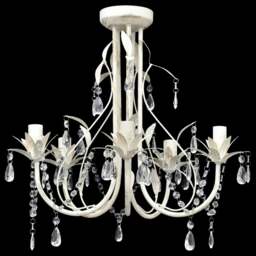 Rackhams Crystal Pendant Ceiling Lamp Chandelier Elegant 5 Bulb Sockets - thumbnail 4