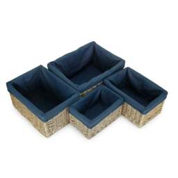 Rackhams Antique Wash Navy Cotton Lined Willow Storage Basket - Small - thumbnail 3