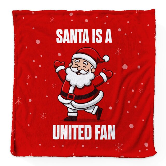 Rackhams Santa is a United Football Fan - Luxury Fleece Blanket 150cm X 150cm - image 1