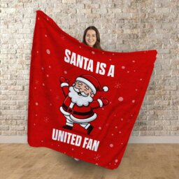 Rackhams Santa is a United Football Fan - Luxury Fleece Blanket 150cm X 150cm - thumbnail 2