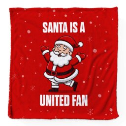 Rackhams Santa is a United Football Fan - Luxury Fleece Blanket 150cm X 150cm