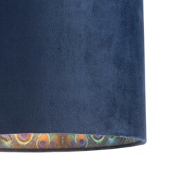 Rackhams Midnight Blue Velvet Lamp Shade with Colourful Peacock Feather Inner - thumbnail 4