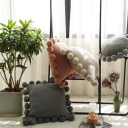 Rackhams GU93 Set Of Three Cushions, Cotton - Grey + Pink + Greige - A set of three - thumbnail 5