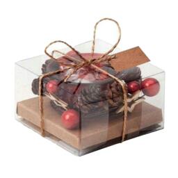 Rackhams Glass Christmas Candle Holder - Red - One Size - Red - 100% Mixed - thumbnail 2