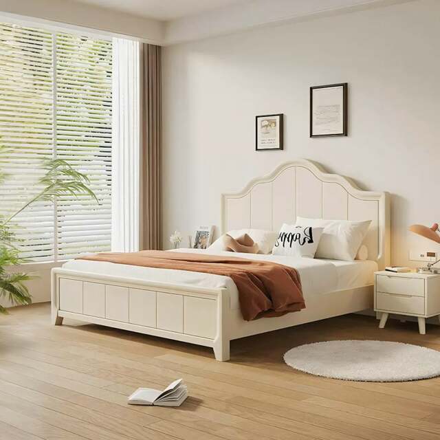 Rackhams Agnes King Size / Super King Size Bed With Storage, Cream - Super King Size - NO Storage - image 1