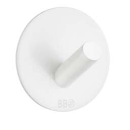 Rackhams White Stainless Steel Single Towel Hook (48 x 48mm) Self Adhesive Bathroom Wall Mounted