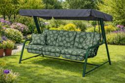Rackhams Vienna Deluxe 3 Seater Garden Hammock with Canopy - Free Standing Swing Seat - 173cm (L) x 160cm (H) - Tropical Green - thumbnail 6