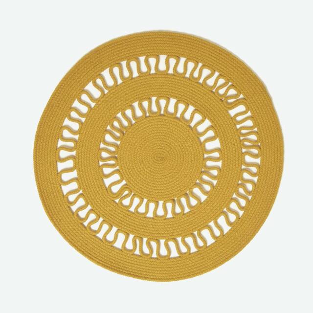 Rackhams Crochet Braided Rug - Mustard - 70 cm Round - image 1