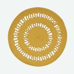 Rackhams Crochet Braided Rug - Mustard - 70 cm Round