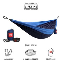 Rackhams Double Deluxe Hammock with Straps - Collegiate Navy / Chartreuse - thumbnail 6
