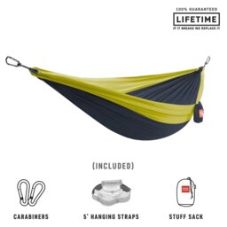 Rackhams Double Deluxe Hammock with Straps - Collegiate Navy / Chartreuse - thumbnail 1