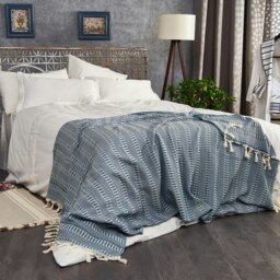 Rackhams Nora Cotton Reversible Throw Blanket - Anthracite Grey - thumbnail 3