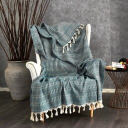 Rackhams Nora Cotton Reversible Throw Blanket - Anthracite Grey - thumbnail 5