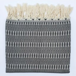 Rackhams Nora Cotton Reversible Throw Blanket - Anthracite Grey - thumbnail 1