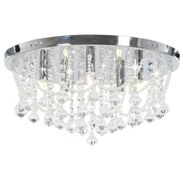 Rackhams Ceiling Lamp with Crystal Beads Silver Round 4 x G9 Bulbs - image 1