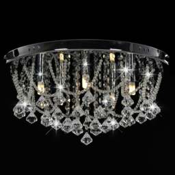 Rackhams Ceiling Lamp with Crystal Beads Silver Round 4 x G9 Bulbs - thumbnail 4