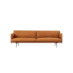 Rackhams Muuto Outline Style Armchair, 2 Seater, Leather - Black - Two Seater Sofa - thumbnail 4