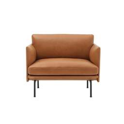 Rackhams Muuto Outline Style Armchair, 2 Seater, Leather - Black - Two Seater Sofa - thumbnail 2