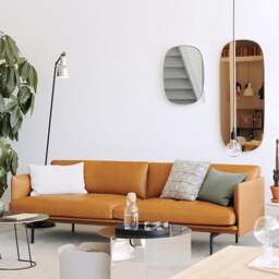 Rackhams Muuto Outline Style Armchair, 2 Seater, Leather - Black - Two Seater Sofa - thumbnail 3