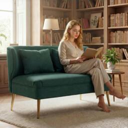 Rackhams 2 Seater Sofa, Small Sofa with Wing Back, Thick Seat - Dark Green - 2 Seater Sofa