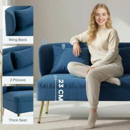Rackhams 2 Seater Sofa, Small Sofa with Wing Back, Thick Seat - Dark Green - 2 Seater Sofa - thumbnail 6