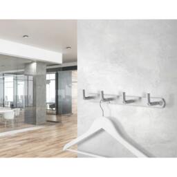 Rackhams Quadruple Hook Coat Rack in Brushed Stainless Steel, Width 310mm - thumbnail 2